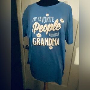 Blue Graphic Grandma T-Shirt with White and Yellow Text